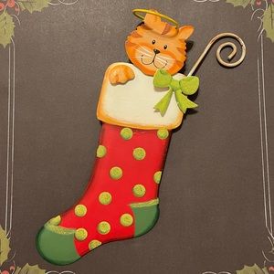Ginger Angel Cat in Stocking Ornament